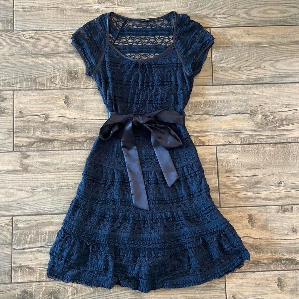 Morgan De Toi Y2k Navy Lace Dress